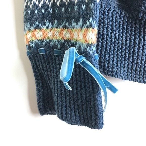 TIARA Cardigan Sweater Fair Isle Ribbon Bows Velvet Fairycore Cottagecore Large - Picture 6 of 9